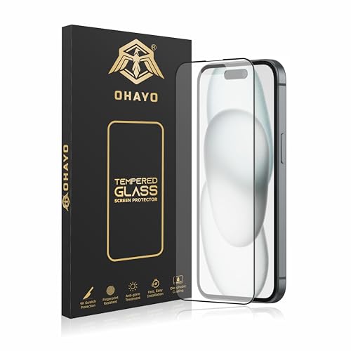 Image of OHAYO Gaming Tempered Glass Screen Protector Compatible with iPhone 15 - 9H Hardness, Ultra-Smooth Touch, High Sensitivity, Anti-Fingerprint, HD Clear, Bubble-Free, Case Friendly