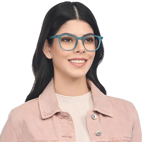 Image of HUSTLR Lenskart | Zero Power Bluecut & Antiglare Computer Eyeglasses | Full Rim Square Shape | As Seen On Shark Tank | For Men & Women | Medium | LB E14058-W