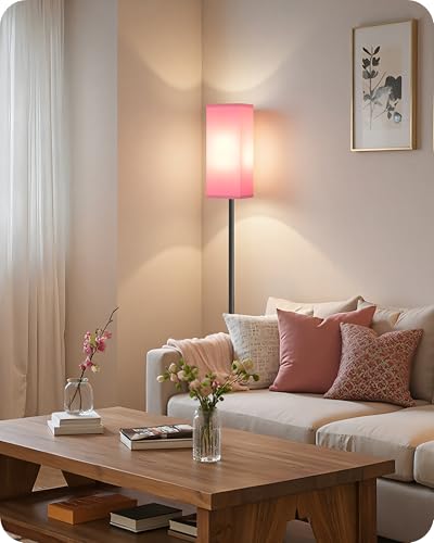 Image of Set of 2 Floor Lamps for Living Room, Modern Tall Standing Lamps with Foot Switches, Bulb Not Included, 64.6'', for Living Room, Bedroom, Study, Kids Room, Pink and Black P07LDP205W1
