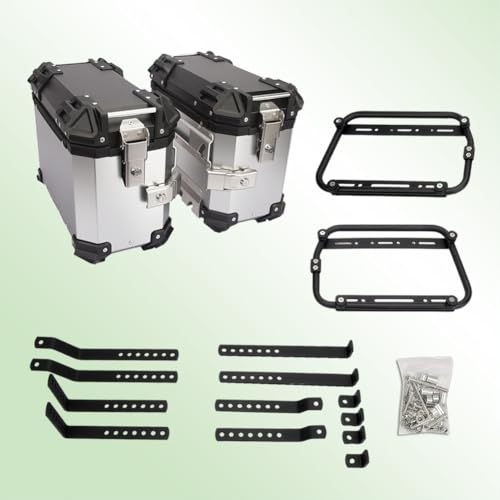 Valigia Laterale Per Moto Da 38 Litri Con Staffa Di Montaggio Valigia Universale In Alluminio A Sgancio Rapido Ideale Per Viaggi E Rimessaggio Durevole E Di Lunga Durata(Argento)