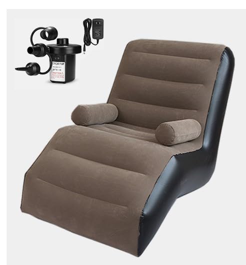Inflatable Chair Sofa PVC Soft Folding Lazy Sofa for Home Bed Indoor Outdoor Brown | 1 Inflatable Sofa with Armrests-image-42