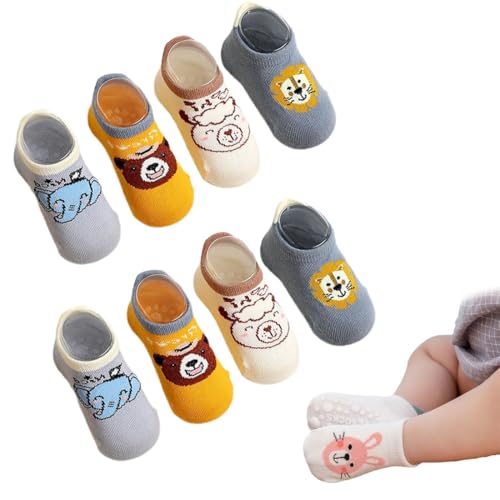 COYUN 4 Paires Chaussettes Antidérapantes Bébé, Chaussettes Nouveau-Nées Chaussette pour Bébé, Unisexe ChaussetteThermiques Antidérapantes Enfant, Motif...
