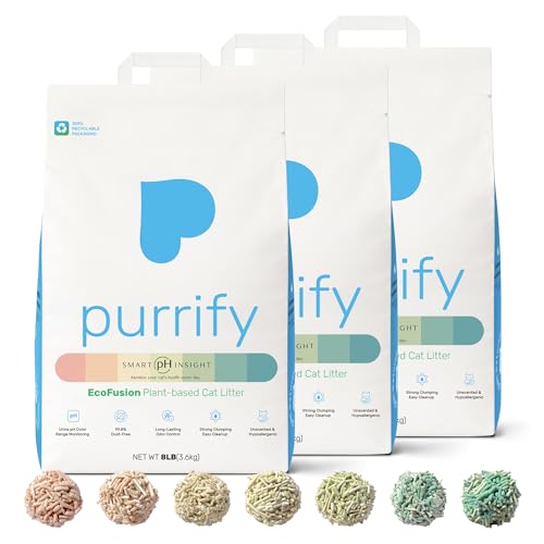Purrify Smart Health Monitoring Cat Litter Color-Changing Fast Clumping Odor Control Low Dust | 3-Pack Free cat scartcher