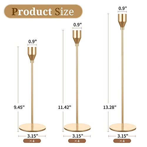 Set of 12 Gold Candle Holders, Metal Candle Holder Tapers Fit 3/4 Inch Pillar Candles, Elegant Decor for Dining Dating, Party - Image 2