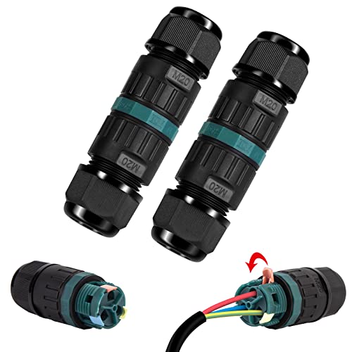 Conector de cable resistente al agua IP68 – Conector de cable impermeable de 3 polos, manguito de conexión para cable de 5 – 12 mm de diámetro, 2 vías, caja de derivación impermeable IP68 para jardín