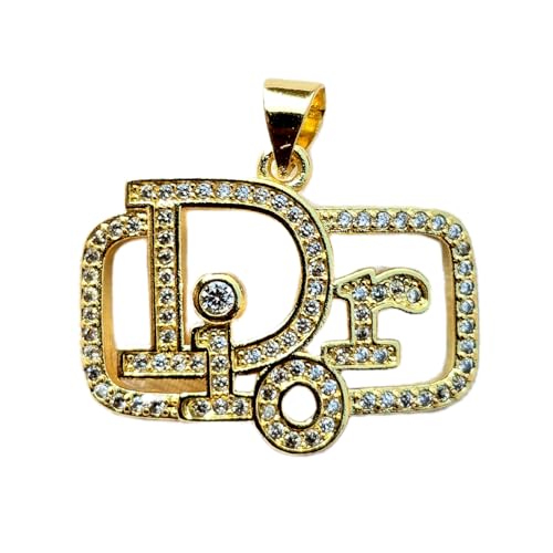 Pendentif initial DR anti-ternissement en acier inoxydable doré et pierres éclatantes