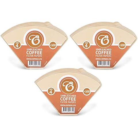 300 Size 4 Coffee Filter Paper Cones, Unbleached by EDESIA ESPRESS Cover