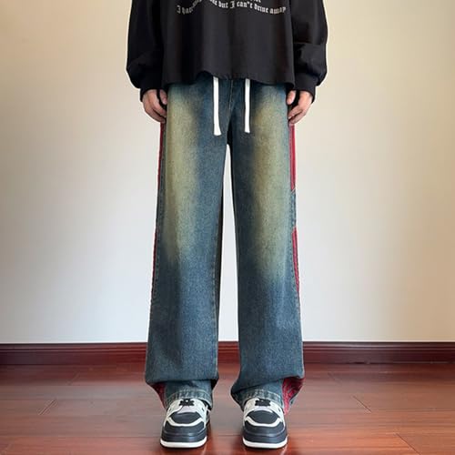 Baggy Jeans Men Y2k Straight Leg Striped Jeans Men Relaxed Fit Casual Emo Wide Leg Denim Pants Hip Pop4