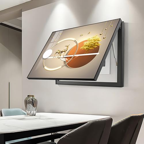 Breaker Box Cover Decorative, Electric Meter Fuse Box Cover, Modern Wall Art Painting, Crystal Ceramic Surface, Sliding or Flip-up Design, Widely Used(Orange 5,55 * 45cm/21.6 * 17.7in)