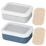 2 Stück Seifendose Reise aus Silikon - Auslaufsicherer Seifenbox mit Abtropfschicht, Seifenschale...