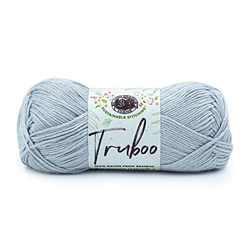 Lion Brand Yarn Truboo, Lightweight DK Yarn for Knitting, Crochet, and Crafts, Silver, 1 Pack