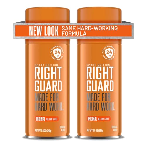 Right Guard Sport Original Scent Deodorant Spray - Aluminum Free Spray Deodorant for Men, 24-Hour Odor Protection, Anti-Stain, & Long-Lasting, 8.5 oz (2 Pack)