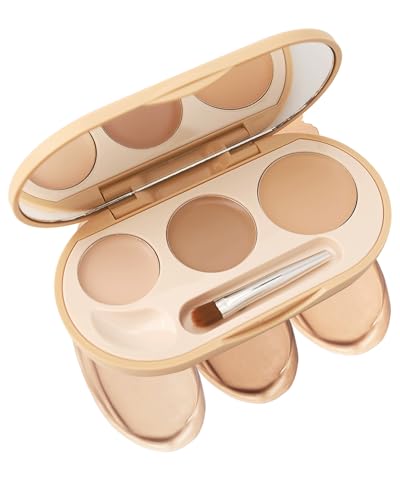 Crema de cobertura completa corrector, 3 en 1, corrector, crema resistente al agua, larga duración, corrector ojeras y manchas de la edad, enfatiza los contornos, paleta de maquillaje multiuso para