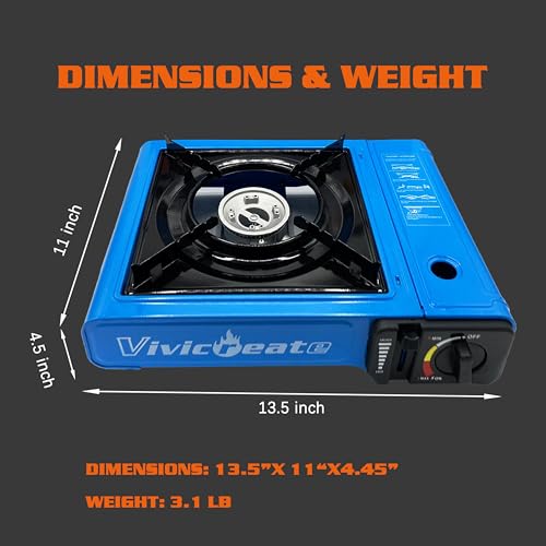 Vivicreate 7000 BTU Portable Butane Gas Stove for Camping Cooking Outdoor, Lightweight Portable Stove Burner with Auto Ignition, Estufa de Gas Portátil para Camping al Aire Libre(Blue) - Image 5