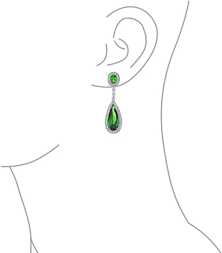 Miniatura 3 de Clásico Estate Jewelry Nupcial Art Deco Estilo Halo Lineal Largo CZ Declaración Colgantes de Lágrima Pendientes de araña para Mujeres Graduación