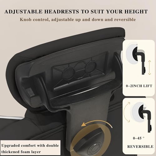 Image of Office Chair with Headrest High Back Executive Desk Chair with Leg Rest Ergomomic Lumbar Support Computer Gaming Chairs for Home Office, White