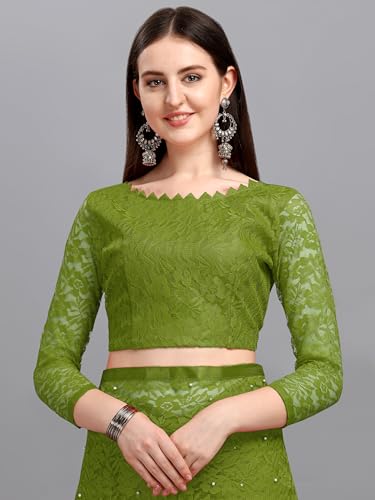 Image of LOROFY Women's Brasso Net Saree With Blouse