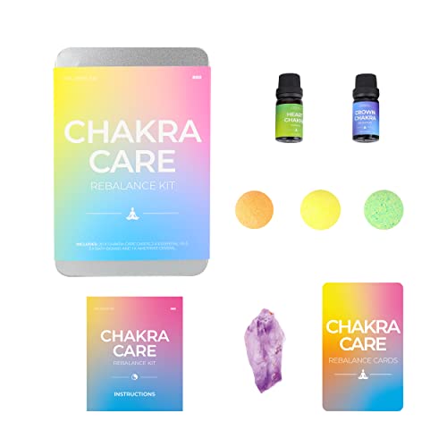Gift Republic Chakra Care Rebalance Kit Wellness Gift Tin Essential Oils Amethyst Crystal Chakra Care Cards and 3 Bath Bombs Wellbeing Gift - Image 3