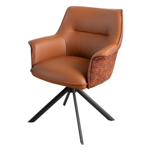 Riess Ambiente Drehbarer Stuhl LE Grand - Cognac - Echtleder Strukturstoff Armlehne Esszimmerstuhl Metallgestell Riess Ambiente Drehbarer Stuhl LE Grand - Cognac - Echtleder Strukturstoff Armlehne Esszimmerstuhl Metallgestell