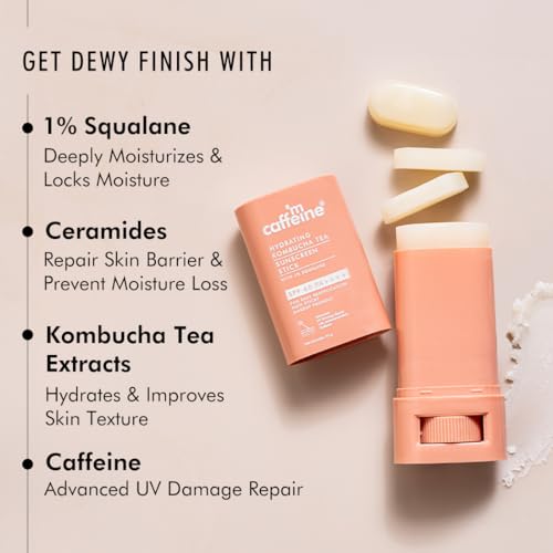 mCaffeine Hydrating Sunscreen Stick SPF 60 PA++++ with 1% Squalane, Ceramides, Hyaluronic Acid & Kombucha Tea for UVA-UVB & Blue Light Protection +... - Image 5
