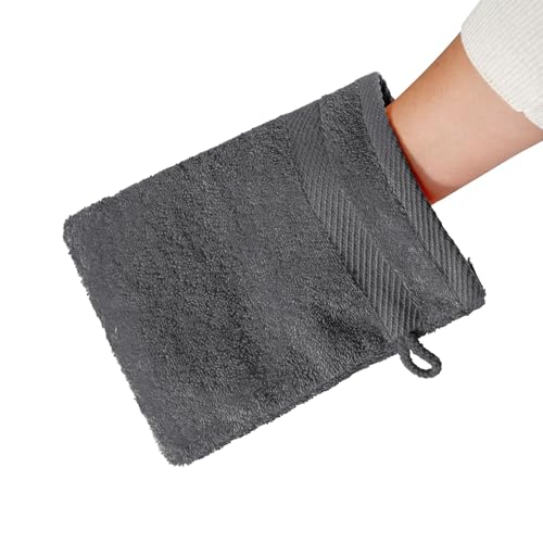 etérea Carli Frottee Handtücher Set - 100% Baumwolle - Oekotex 500 GSM - Bath Towel Frottiertücher - Waschlappen, Waschhandschuh 15x21 cm - Graphit