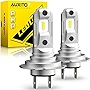AUXITO H7 LED Headlight Bulbs 6500K White, 8 CSP Chips, 1:1 Mini Size, Non-polarity, No Adapter Required Easy Install Conversion Kit, Fanless H7ll Fog lights Halogen Replacement, 2 Pack