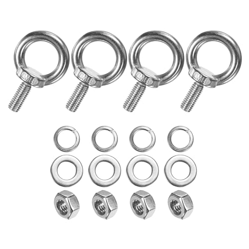 M METERXITY 4-Sets Stainless Eyebolt M8x20mm Shoulder Lifting Eye Bolt with Nuts Washers Male Screw Thread Ring Shoulder Eye Bolts Length 0.79 Inch for Suspending/Fastening