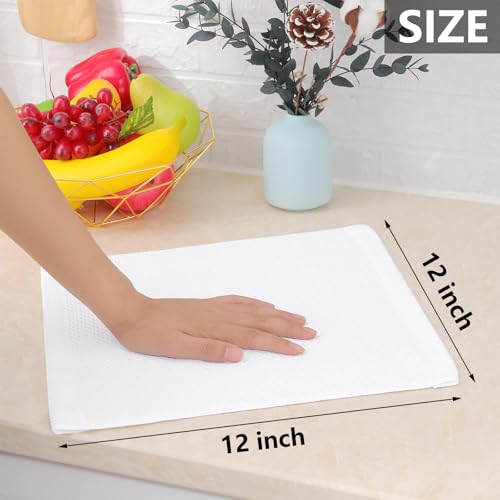Image of Homaxy 100% Cotton Waffle Weave Kitchen Dish Cloths, Ultra Soft Absorbent Quick Drying Dish Towels, 12 x 12 Inches, 8-Pack, White