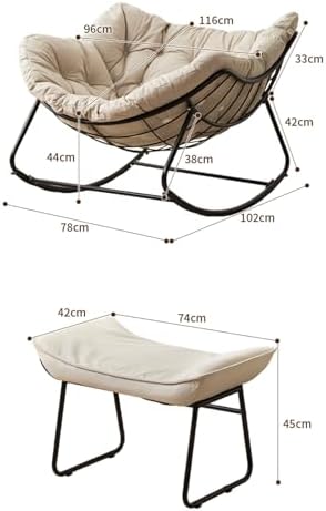 Patio Leisure Rocking Chairs，Outdoor Patio Rocking Chair, Comfortable Upholstered Rocking Chair, Modern Lounge Chair for Front Porch, Balcony, Garden, Lawn, Living Room, with Large Cushion a