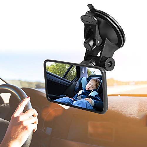 Image of KIMISS Backseat Mirror, Adjustable Car Interior Baby Rear View Mirror Kids Monitor Glass for Safety Seat with Suction Baby Mirror for Car