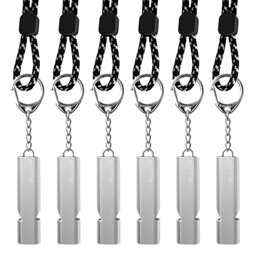 BRIZGEVEM 120dB Aluminum Emergency Survival Whistle with Lanyard & Keychain