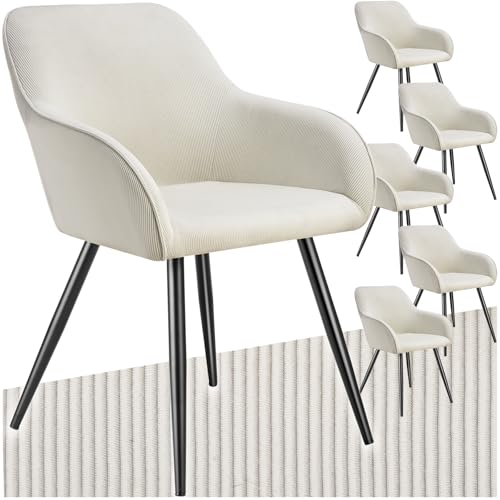Tectake Sillas De Comedor, Silla Acolchada Con Tejido De Pana, Respaldo Continuo, Patas De Acero Robustas, Muebles Comedor, Sillas Comedor Modernas, Silla Comedor Nordica - 6 Sillas Crema Negro Tectake Sillas De Comedor, Silla Acolchada Con Tejido De Pana, Respaldo Continuo, Patas De Acero Robustas, Muebles Comedor, Sillas Comedor Modernas, Silla Comedor Nordica - 6 Sillas Crema Negro