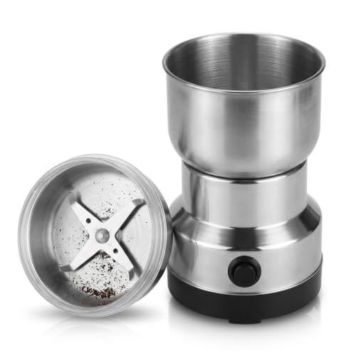 Image of Drumstone 𝟓 𝐘𝐞𝐚𝐫 𝐖𝐚𝐫𝐫𝐚𝐧𝐭𝐲 Electric Mini Spice & Coffee Grinder, Portable Stainless Steel Dry Masala Grinder Machine for Kitchen, Compact Food Processor with High Speed Blades for Nuts