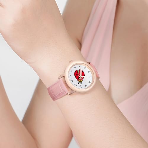 Ladybug Lady Classic Watches for Women Funny Graphic Pink Girls Watch Easy to Read4