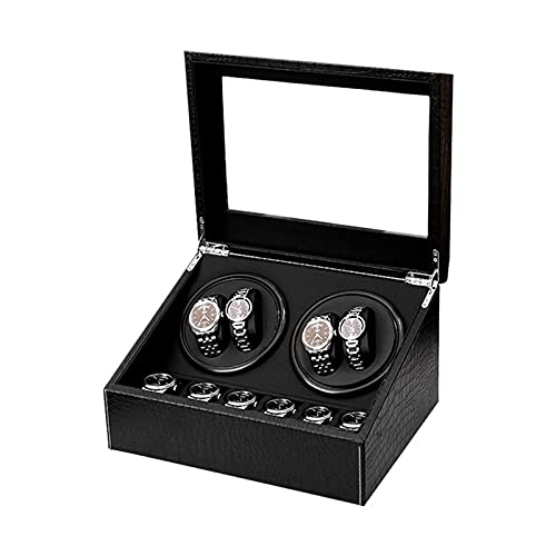 Caja para 10 relojes automáticos con motor silencioso y acabado de cuero PU negro