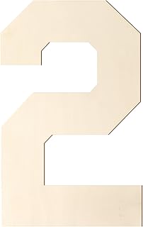Wooden Letters and Numbers 12 Inch, Big Wooden Number 2 Shape Cutout Vintage Sports Style Unfinished Wood Alphabet Numbers for Wall Decor Nursery Name Painting Crafts Party Room Home Decoration