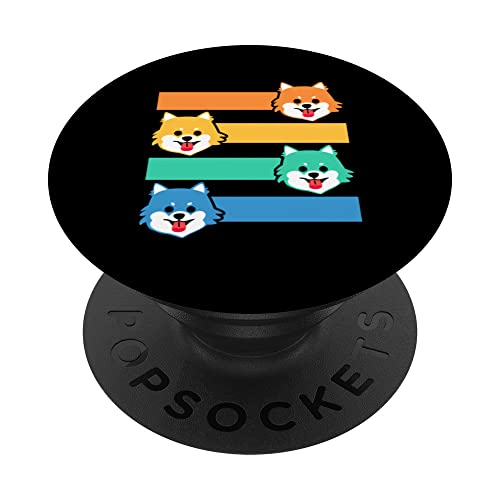 Retro Pomerania propietario perro raza amante cachorro fans pata animal PopSockets PopGrip Intercambiable