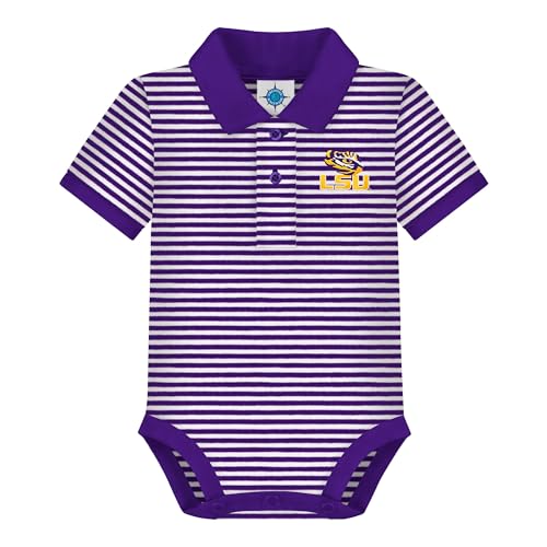 Image of Creative Knitwear College Baby Striped Polo Bodysuit - Team Logo, Multiple Colors, for Boys & Girls (0-12 Months)