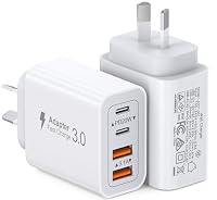 [2 Pack] 40W USB C Charger, 4-Port USB Wall Charger Plug with Dual PD USB C and USB A Fast Charger Charging Port Multi USB Power Adapter AU Plug Compatible with iPhone 17/16/15/14/13/12, iPad, Samsung