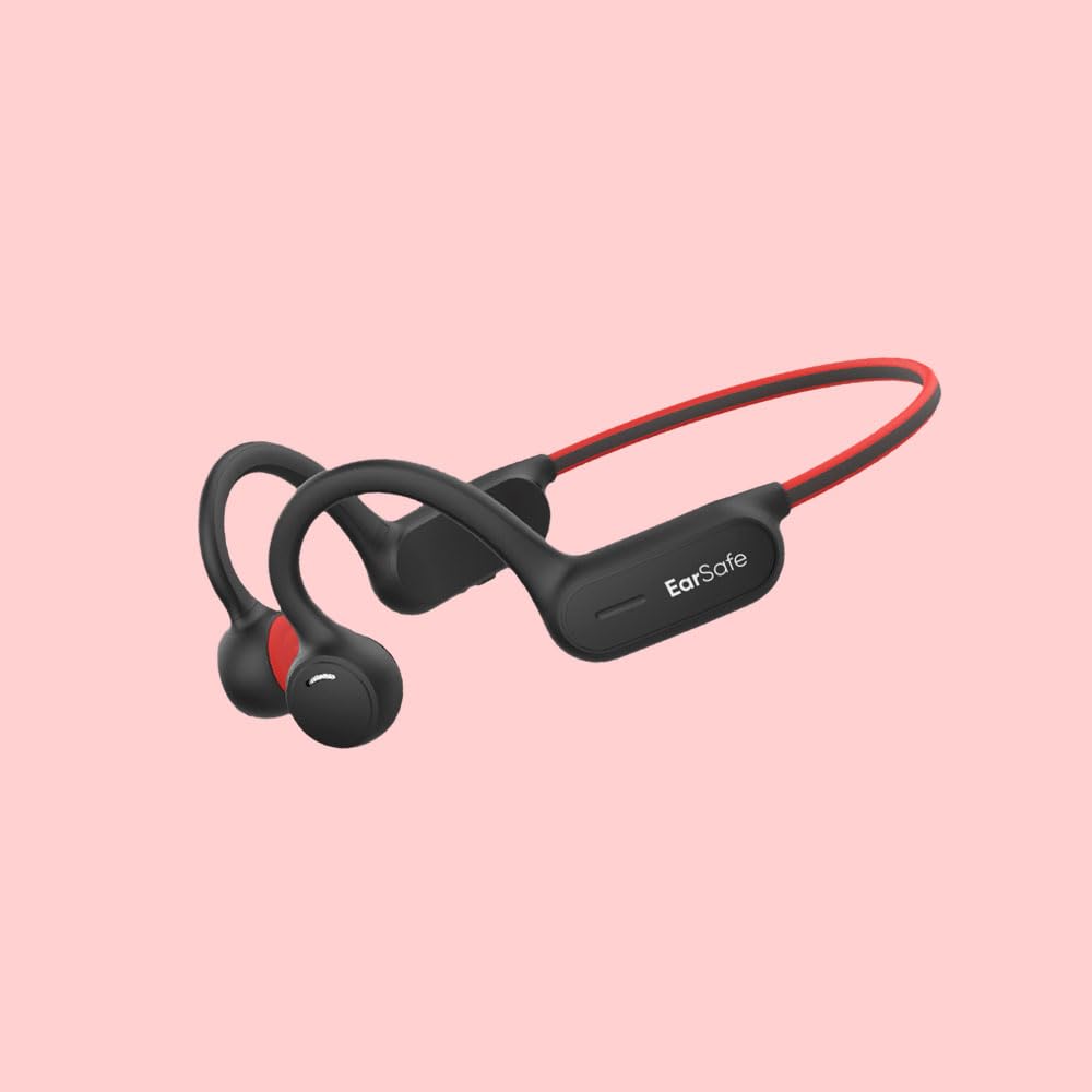 ng EarSafe Open Ear Bluetooth Wireless Headphones with Mic (Red)