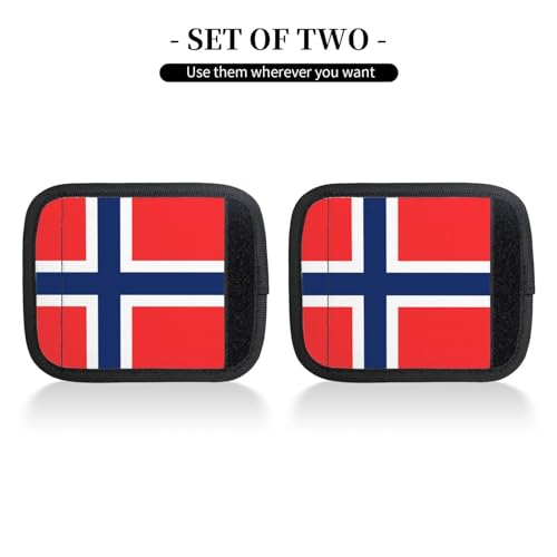 2 Pcs Luggage Handle Wraps, Norwegian Flag Print Grip Handle Cover/Travel Bag Identifier for Suitcase Accessories2