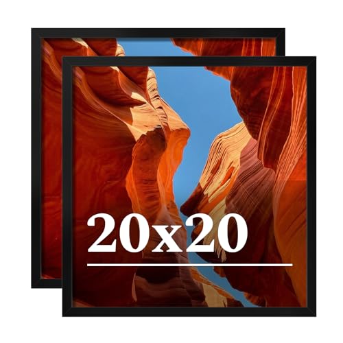 Veleclo 20x20 Picture Frame Set of 2 20 x 20 Black Picture Frame with HD Plexiglas 20 by 20 Poster Frame Display Frame for Vertical or Horizontal Presenting Spatial Aesthetics-Form & Light Series