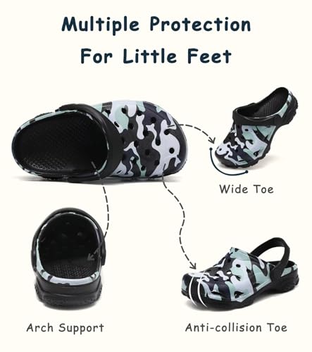 Image of Boys and Girls Tie Dye Clogs for Kids,Unisex Eva Mules for Big Kid,Little Kid,Boy and Girl Closed Toe Slide Sandals,Black and White