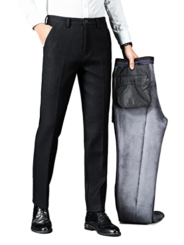 ziilay Pantalones térmicos para hombre, elásticos, de invierno, con forro polar, ajuste clásico, 8091h Negro, 36W Cover