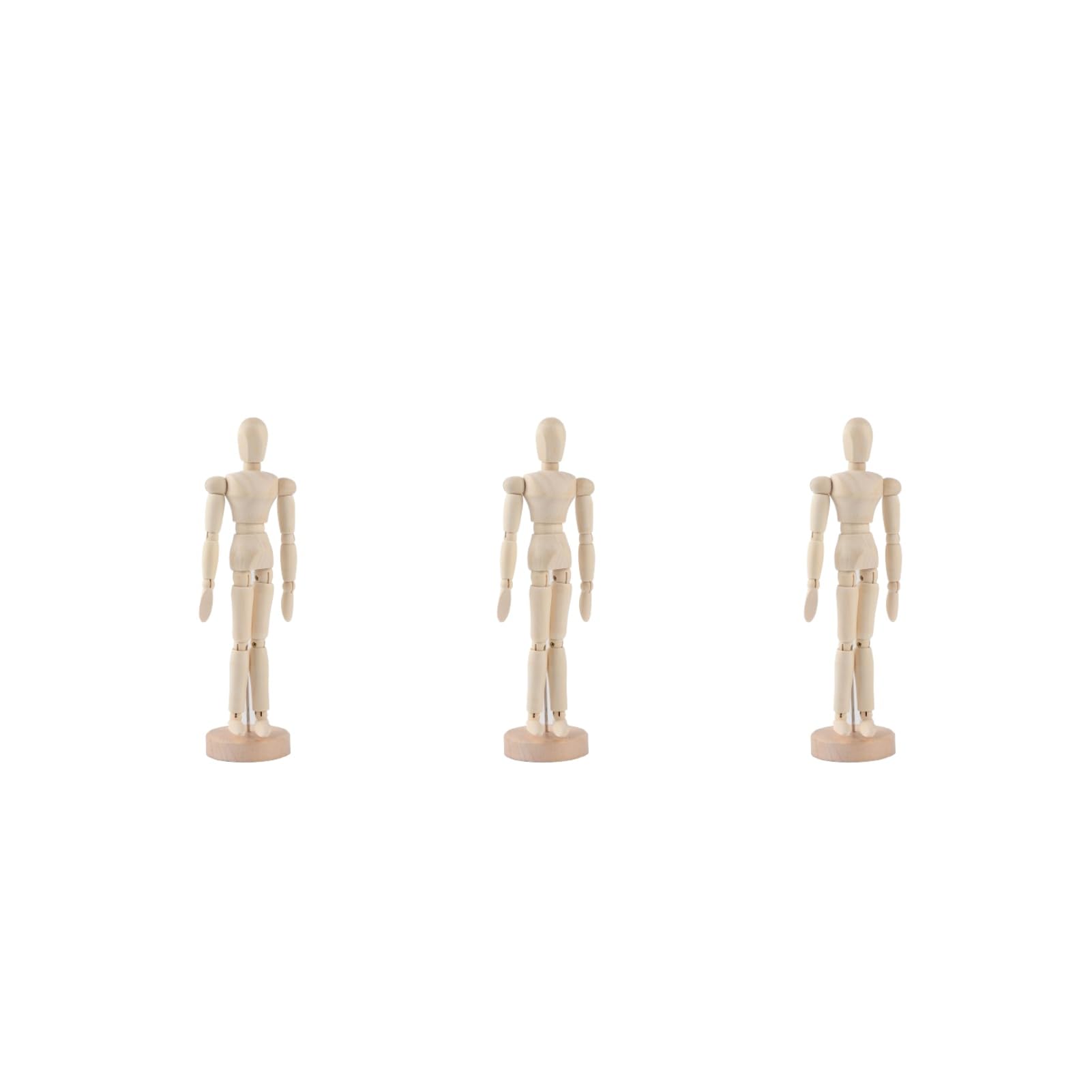 3pcs Wooden Manikin, Wooden Mannequin Movable Art Class Wooden Figure Articulated Wooden Mannequin Drawing Art Mannequin