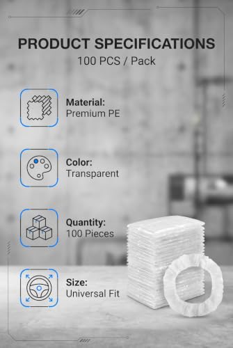 MOAYZRO 100 PCS Disposable Steering Wheel Covers, Clear Plastic Steering Wheel Protector, Elastic Stretchy Steering Wheel Wrap, Universal Car Wheel Covers for Most Cars (transparent) - Image 6