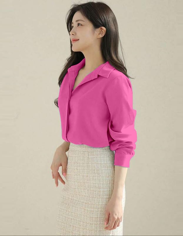 Image of Women's Regular Fit Korean Style Shirts | Stylish Western Shirt with Concealed Placket | Casual & Office Wear Shirt for Women