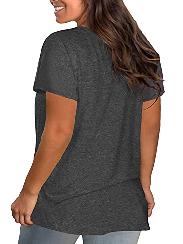 Image of DOLNINE Plus-Size Tops for Women Casual Short Sleeve Color Block T-Shirts