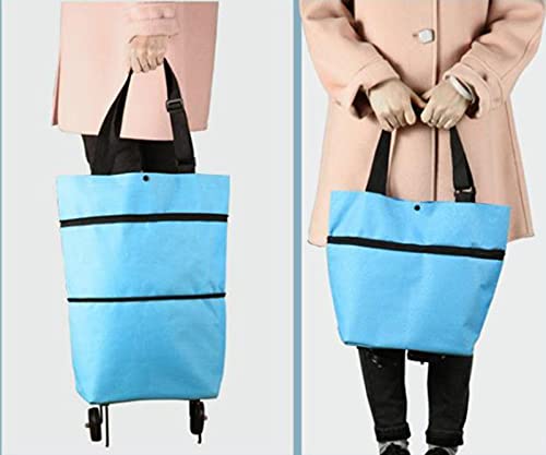 TTSLVS Einkaufstrolley Faltbare Trolley Taschen Faltbare Einkaufstasche mit Rädern Einkaufswagen Wiederverwendbare 2–1… – Bild 4