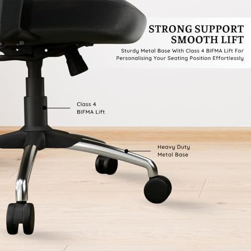 Image of activa Hector Ergonomic Office Chair | Mesh Computer Chair with 2D Armrest | Adjustable Headrest & Lumbar Support | Executive Revolving Desk Chair for Workspace /Computer Desk (Black, High Back)